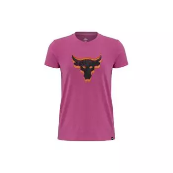Under Armour Футболка Project Rock Underground Core с логотипом, удобная, облегающая, с круглым вырезом и коротким рукавом, женская, цвет лотоса-розовый 1382708-686 S