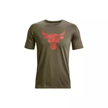 Under Armour Футболка Project Rock Vintage Bull Print с круглым вырезом, мужская, зеленая, 1371214-361 S