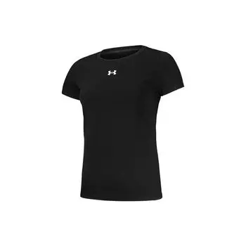 Under Armour Футболка прямого кроя с круглым вырезом и коротким рукавом с принтом в полоску и объемным логотипом, женская черная 22500520-001 S
