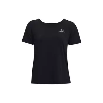 Under Armour Футболка-пуловер с принтом логотипа и буквами, быстросохнущая, женская, черная 1365683-001 S