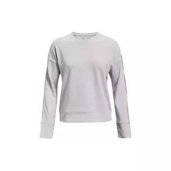 Under Armour Футболка Rival Terry с круглым вырезом, полосками по бокам, длинными рукавами и буквами, цвет серый, женская, 1360905-014 S