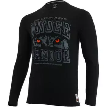 Under Armour Run Laa Принт Буква Приталенный Крой Круглый Вырез Бег Футболка с Длинным Рукавом Мужские Топы Черный 1379303-001 M