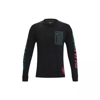 Under Armour Футболка с длинным рукавом Anywhere Printed Letter Pattern Running для мужчин, черная 1370330-001 XL