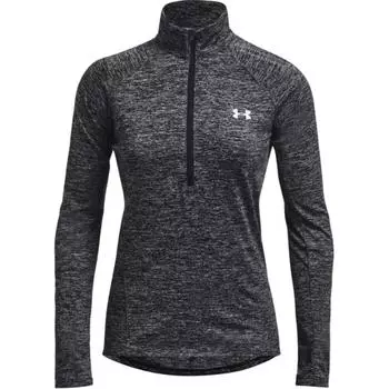 Under Armour Футболка с длинным рукавом и воротником-стойкой на пол-молнии, женская, черная 1270525-001 S