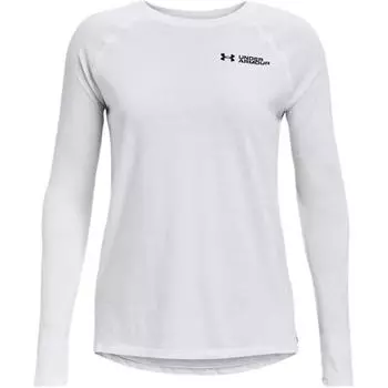 Under Armour Футболка с длинным рукавом и круглым вырезом, с надписью «Script Wordmark Solid Logo Print», женские топы, белая 1374188-100 XXL
