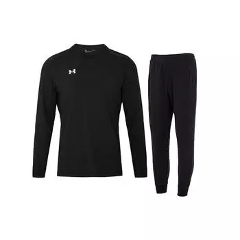 Under Armour Футболка с длинным рукавом и логотипом, повседневный спортивный комплект для мужчин, черный цвет 22600307-001+23600704-001 S