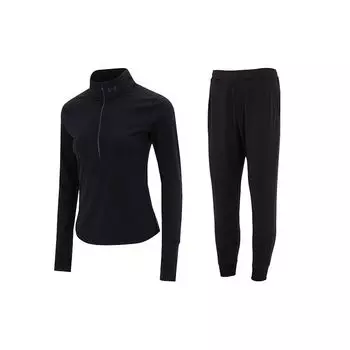 Under Armour Футболка с длинным рукавом и спортивные штаны для холодной погоды, повседневный комплект, женские комплекты, черный цвет 1379349-001+23600704-001 S
