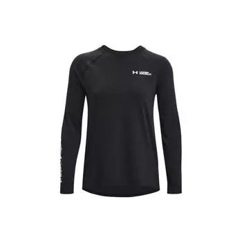 Under Armour Футболка с длинным рукавом и логотипом FW22, женская, черная, с круглым вырезом 1374188-001 M