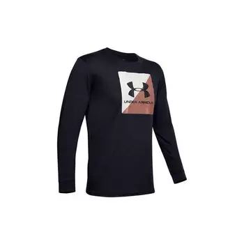Under Armour Футболка с длинным рукавом и круглым вырезом, с полулоготипом, мужская, черная 1351624-001 L