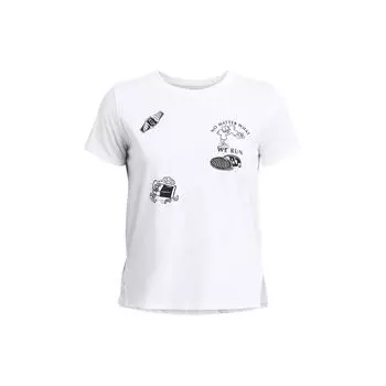 Under Armour Футболка с коротким рукавом и круглым вырезом с принтом букв, женские топы, белая 1382965-100 M