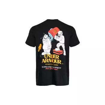 Under Armour Футболка с коротким рукавом и круглым вырезом с принтом в виде мультяшных букв Water Cooler, мужские топы, черная 1379555-001 L