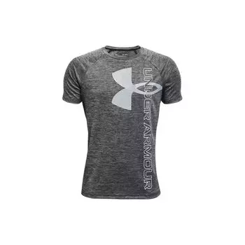 Under Armour Футболка с коротким рукавом и круглым вырезом с буквенным принтом Детские топы Черные 1363279-001 S