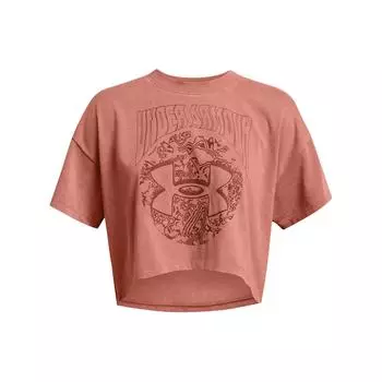 Under Armour Футболка с коротким рукавом и круглым вырезом, с принтом букв, женские топы, цвет каньон-розовый 1383048-696 XL