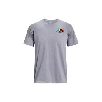 Under Armour Футболка с коротким рукавом и принтом букв, мужская, серая 1381036-035 XL