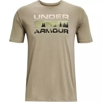 Under Armour Футболка с коротким рукавом и круглым вырезом с буквенным принтом, мужская, цвет хаки-серый 1361903-037 XL