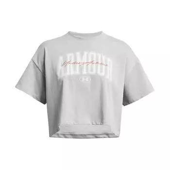 Under Armour Футболка с коротким рукавом и круглым вырезом, с надписью Heavyweight Scripted Wordmark, женская, серая 1383050-011 XS