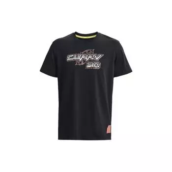 Under Armour Футболка с коротким рукавом и круглым вырезом с принтом карри и буквами, мужские топы, черная 1376808-001 S