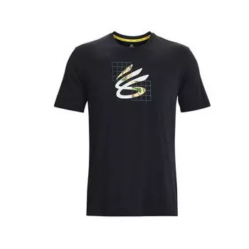 Under Armour Футболка с коротким рукавом и принтом карри для баскетбола, мужская, черная 1380361-001 L