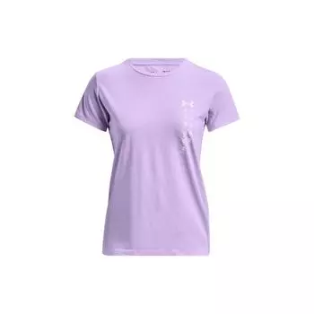 Under Armour Футболка с коротким рукавом и круглым вырезом, однотонная, с логотипом, женская, фиолетовая 1370760-515 XS