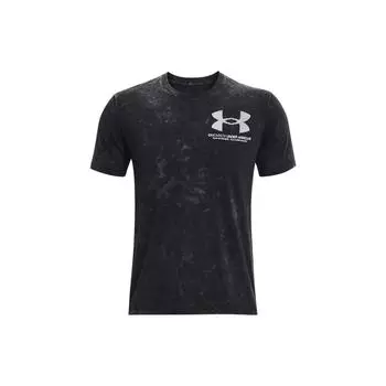 Under Armour Футболка с коротким рукавом и круглым вырезом в американском стиле с принтом большого логотипа для бега, мужская, черная 1372590-001 L