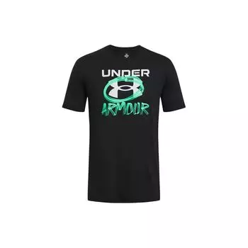 Under Armour Футболка с коротким рукавом и круглым вырезом, с принтом в виде букв и геометрическим узором, мужская, черная 1382858-001 XL