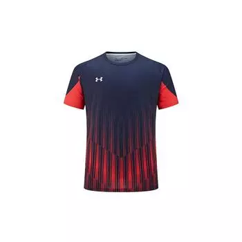 Under Armour Футболка с коротким рукавом и круглым вырезом для фитнеса, бега, велоспорта, с простым логотипом, унисекс, цвет темно-синий 24500507-409 L