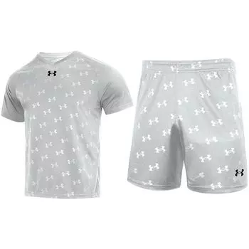 Футболка с короткими рукавами из дышащего трикотажа с принтом логотипа Under Armour, тренировочные шорты с пятью точками, повседневный спортивный комплект 21500531-009+21500231-009 4XL