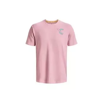 Under Armour Футболка с коротким рукавом в американском винтажном стиле с буквенным принтом, мужская, розовая 1376807-676 M