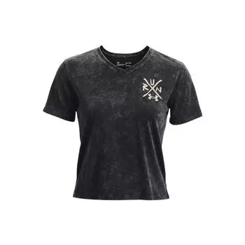 Under Armour Футболка с короткими рукавами и V-образным вырезом, женская, черная 1370372-001 L