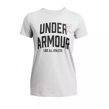 Under Armour Футболка с круглым вырезом и коротким рукавом с буквами, женские топы, современный серый цвет 1383046-011 S