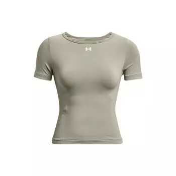 Under Armour Футболка с круглым вырезом и принтом логотипа, облегающая, с коротким рукавом, женская, цвет зеленый 1379149-504 XS