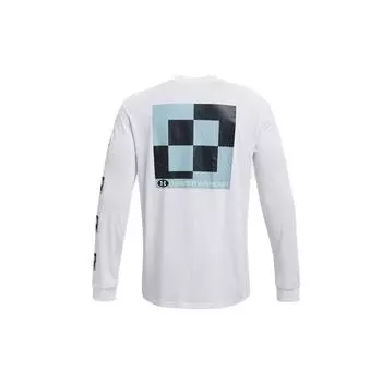 Under Armour Футболка с круглым вырезом и принтом, повседневная, спортивная, клетчатая, с длинным рукавом, мужская, белая 1366475-100 XL