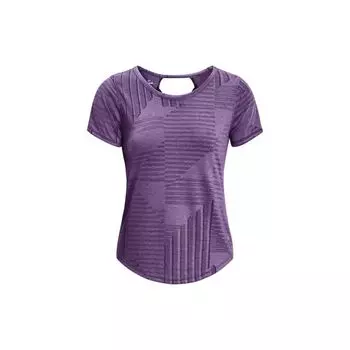 Under Armour Футболка с круглым вырезом и коротким рукавом в полоску, женские топы, фиолетовый 1376814-571 S