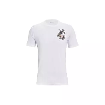 Under Armour Футболка с круглым вырезом и узором, мужская, белая 1361680-100 XXL