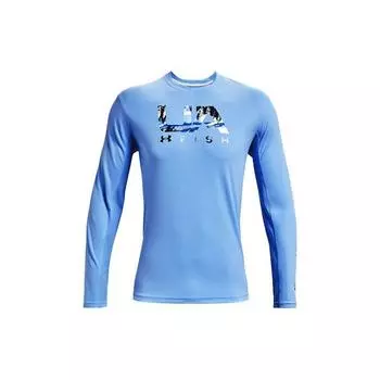 Under Armour Футболка с круглым вырезом и длинным рукавом с принтом логотипа для тренировок, мужские топы Carolina-Blue 1361272-475 L