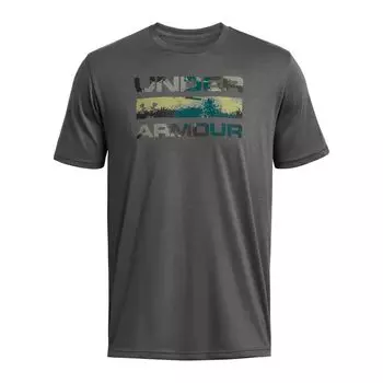 Under Armour Футболка с круглым вырезом и буквенным принтом, спортивная, с коротким рукавом, мужская, темно-серая, 1361903-025 XL
