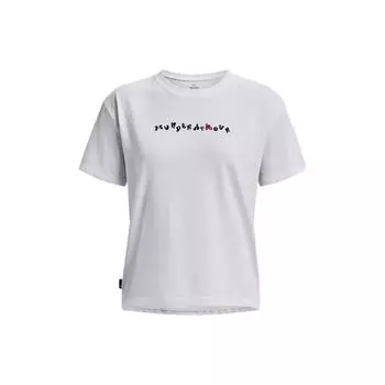 Under Armour Футболка с круглым вырезом и коротким рукавом с цветочным принтом, женские топы, белая 1379116-100 S