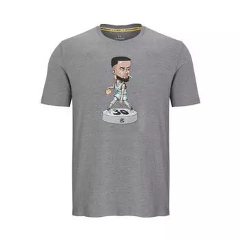 Under Armour Футболка с принтом персонажа из мультфильма «Карри» в винтажном баскетбольном стиле с круглым вырезом, мужская, серая 1379859-035 L