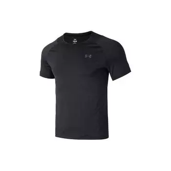 Under Armour Футболка Solid RUSH Technology для бега и тренировок, быстросохнущая, прохладная, дышащая, с круглым вырезом, спортивная, с коротким рукавом, мужская, черная 1383700-001 S