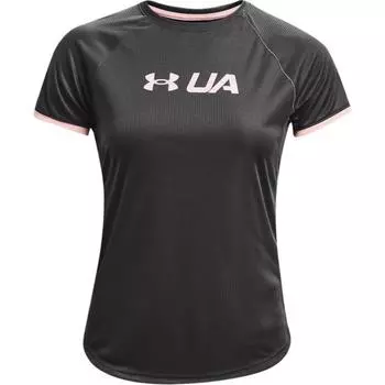 Under Armour Футболка Stride Graphic Letter Logo Running, легкая, дышащая, с коротким рукавом, реглан, женская, серая 1361376-010 S