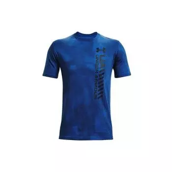 Under Armour Футболка свободного кроя с принтом тай-дай, повседневная, с круглым вырезом и коротким рукавом, мужская, синяя 1366459-432 XL