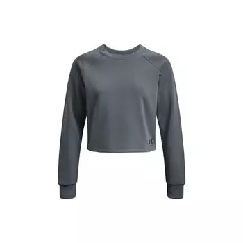 Under Armour Футболка Terry Crop Solid Color Round Neck Long Sleeve T Shirt Women Tops Gravel-Gray 1378650-002 XL