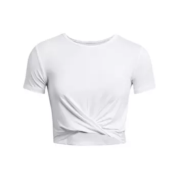 Under Armour Футболка Ua Motion Crossover Solid Logo Knot Design с круглым вырезом и коротким рукавом, женские топы, белый цвет 1383647-100 XL