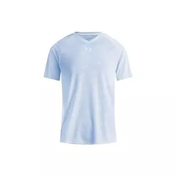 Under Armour Футболка унисекс с V-образным вырезом, свободного кроя, с цветными блоками и рукавами реглан, влагоотводящая, дышащая, быстросохнущая, с логотипом, с короткими рукавами 21500531-441 M