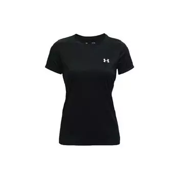 Under Armour Футболка Velocity Solid Crew с принтом логотипа, компрессионная, с коротким рукавом, женская, черная 1298706-001 XS