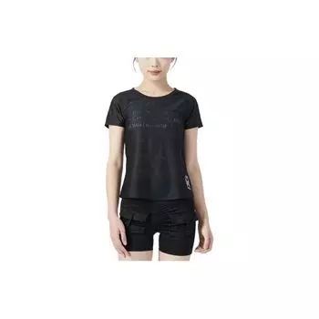 Under Armour Футболка женская дышащая спортивная повседневная с коротким рукавом и принтом букв, черная 1382183-001 S
