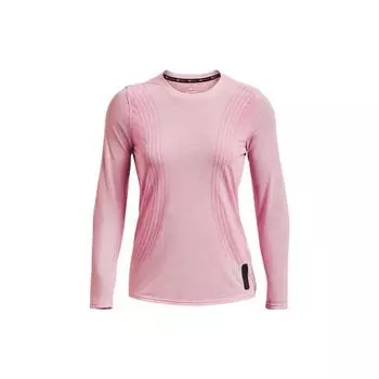Under Armour Футболка женская с длинным рукавом для бега с узором в полоску, дышащая, розовая 1375272-647 XS