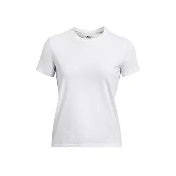 Under Armour Футболка женская с коротким рукавом, дышащая, с круглым вырезом, с логотипом Movement, белая/металлик-серебристая, 6000217-100 XL