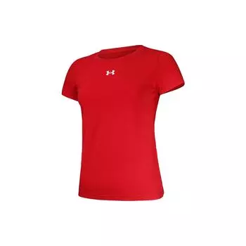 Under Armour Футболка женская спортивная с коротким рукавом и круглым вырезом, с принтом логотипа, влагоотводящая, красная 22500520-600 S
