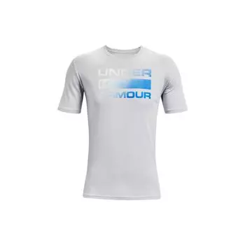 Under Armour Градиентный логотип, однотонный, напечатанный, бег, фитнес, тренировки, свободная, дышащая, спортивная, повседневная, с круглым вырезом, футболка, мужские топы, серая 1329582-015 L